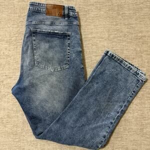 Zak Brand Denim Jeans Men’s Relaxed Fit 36x32 Blue Light Wash Straight Stretch